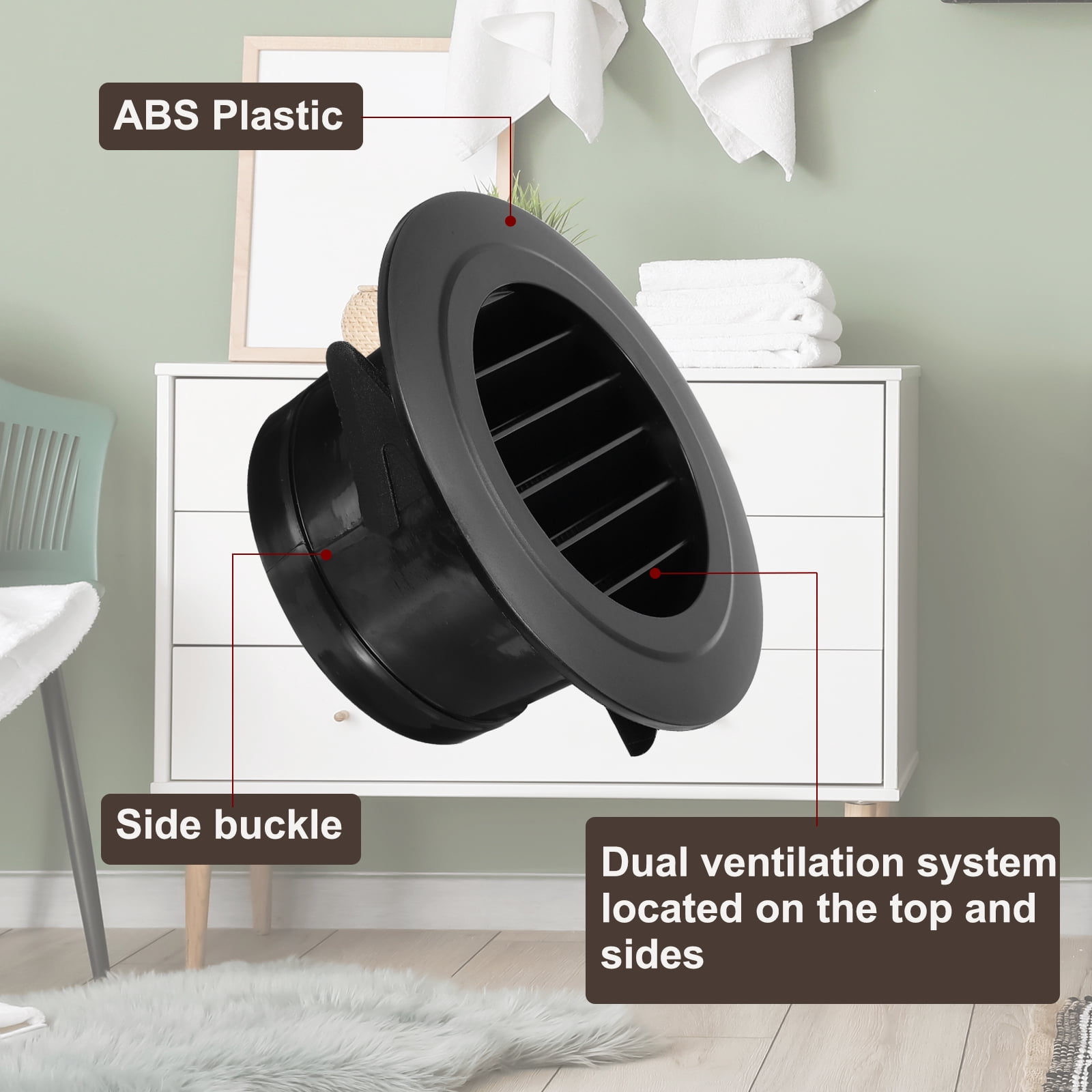 Uxcell Round Air Vent Cover, Soffit Vents ABS Ceiling Vent Covers Air Vent Louver for Living Room Greenhouse 4 Inch