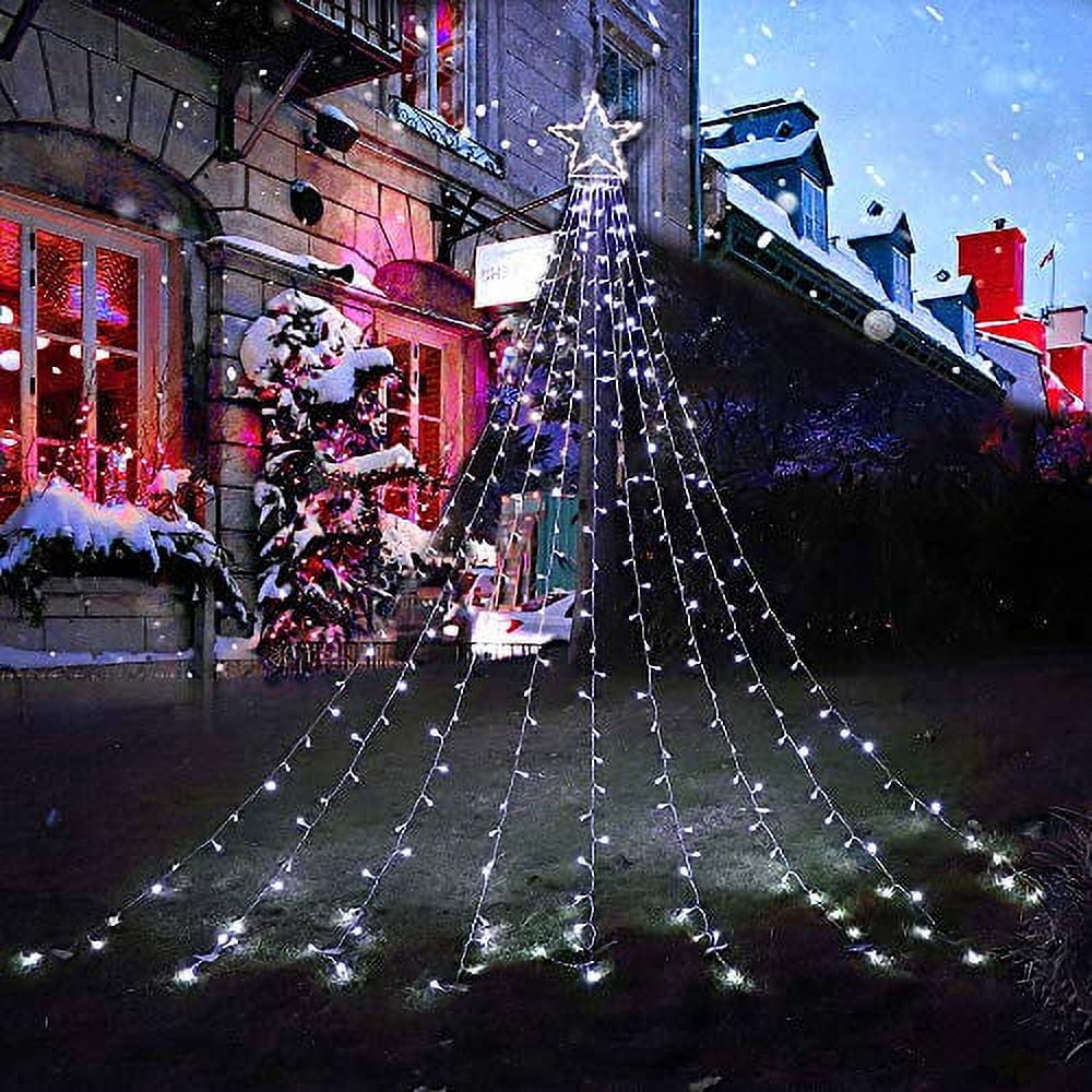 PUHONG Christmas Decoration Star Lights Outdoor 317 LED 16.4Ft Christmas Tree Toppers String Lights 8 Modes Waterproof for Halloween Xmas New Year