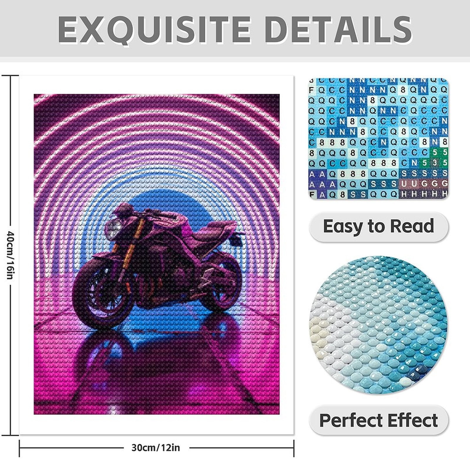 Diamond Art Kit for Adults, Neon Tunnel Motorcycle Aesthetic Diamond Painting for Adults Beginners, DIY Diamond Art Painting Kits, 5D Diamond Painting Crafts for Home Decor 12x16 Frameless