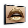 thumbnail image 3 of Designart 'Close Up of Woman Plump Lips With Golden Lipstick' Modern Framed Canvas Wall Art Print, 3 of 5