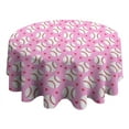 thumbnail image 4 of Pink Baseballs Pattern Round Tablecloth 60"x60",Wrinkle Wipeable Table Cloth for Kitchen Dining Room Picnic Patio Party, 4 of 6