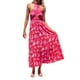 thumbnail image 3 of VISgogo Vestido de mujer con cuello halter, estampado de flores, sin mangas, sin espalda, dobladillo con volantes, vestido largo VISgogo moda, 3 of 6