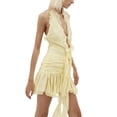 thumbnail image 2 of Biekopu Women Sleeveless Summer Dress，Ruffled Flower Ruched Cocktail Party Dress with Tassels for Club Street Wear,S/M/L, 2 of 7