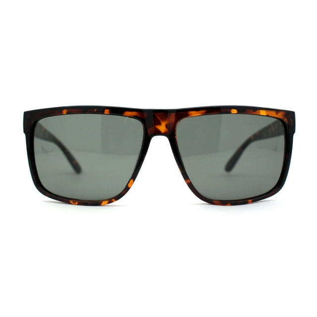 Mens Classic Temper Glass Lens Oversize Horn Rim Sport Sunglasses Tortoise Black
