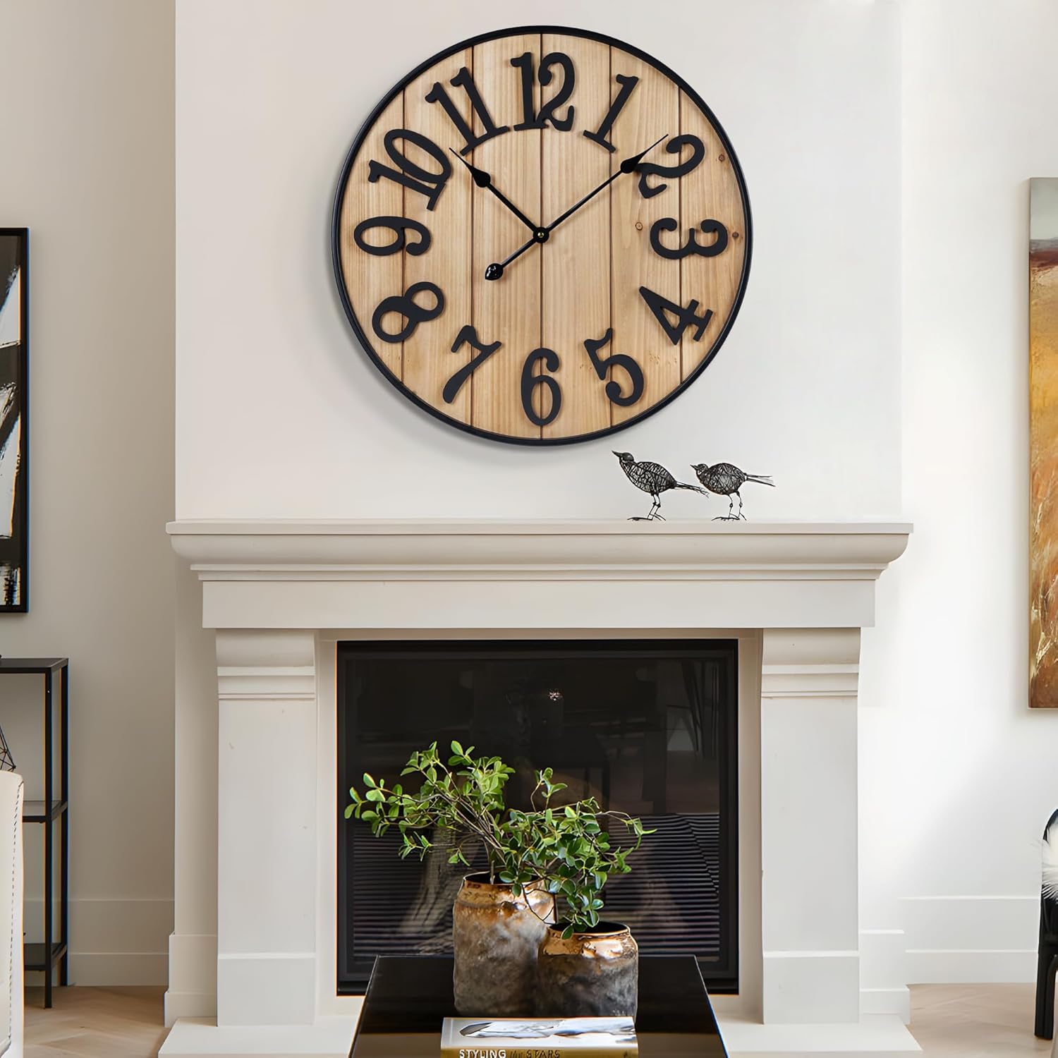 Oversized Rustic Wall Clock, Battery Operated, Roman Numerals