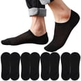 thumbnail image 1 of 8Pairs No Show Socks Mens casual Cotton Thin Non Slip Low Cut Men Invisible Socks for Loafer Flats Sneakers,Black, 1 of 8