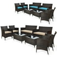 thumbnail image 1 of Costway 8PCS Patio Wicker Furniture Set Sofa Chair with Brown & Turquoise Cushion Covers, 1 of 9