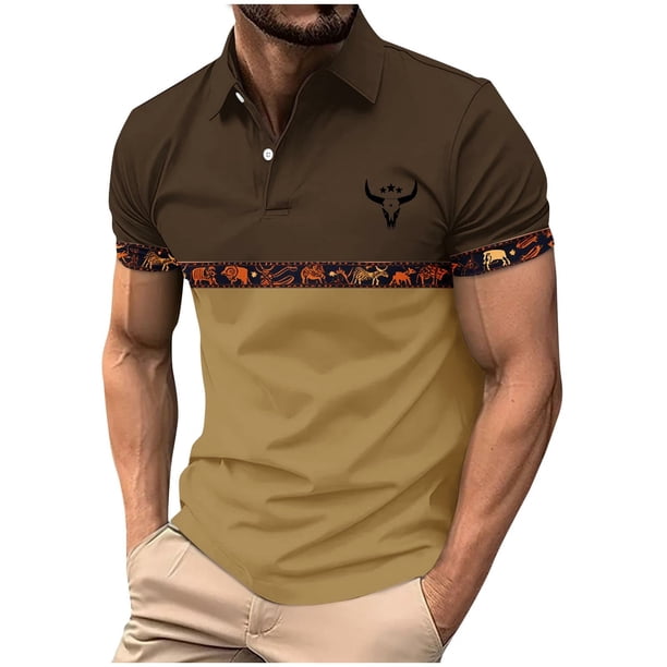 Mens Manga Corta Botón Abajo Camisas con Bolsillo Pulover Botón de Impresión de la Camisa de Solapa de Poliéster Cuello de Vuelta, Blusa Casual para Hombres