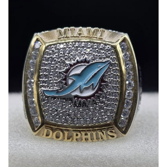Jinaldiamond Created #MiamiDolphins Championship Ring, Two Tone 1/2 TCW 925 Sterling Silver Ring