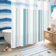 thumbnail image 6 of No Hook Shower Curtain, Green Simple Lines Shower Curtains for Bathroom with See Through Top Window, Modern Minimalist Stripes Pattern Waterproof & Washable Bath Curtain Long 72"x78", 6 of 9