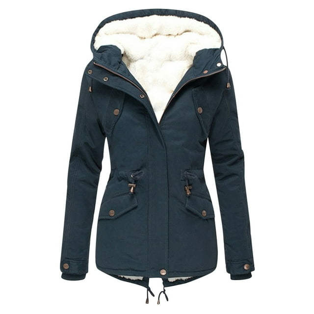 CEHVOM Manteau d'Hiver Décontracté pour Femmes à Capuche avec Cordon de Serrage et Fermeture Éclair
