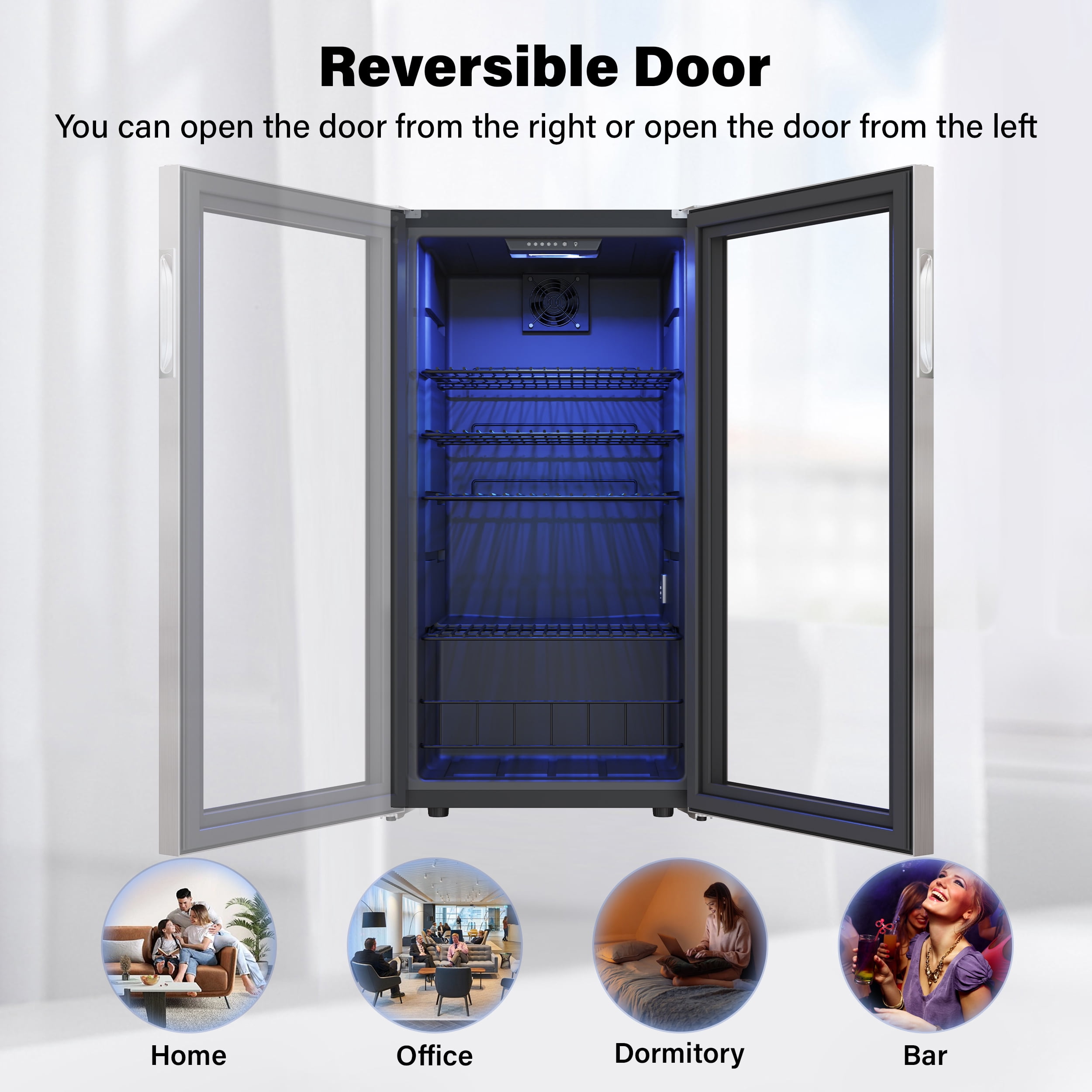 Yeego Beverage Cooler, Freestanding Beverage Refrigerator with Glass Door, 190-242 Can, 2Pack