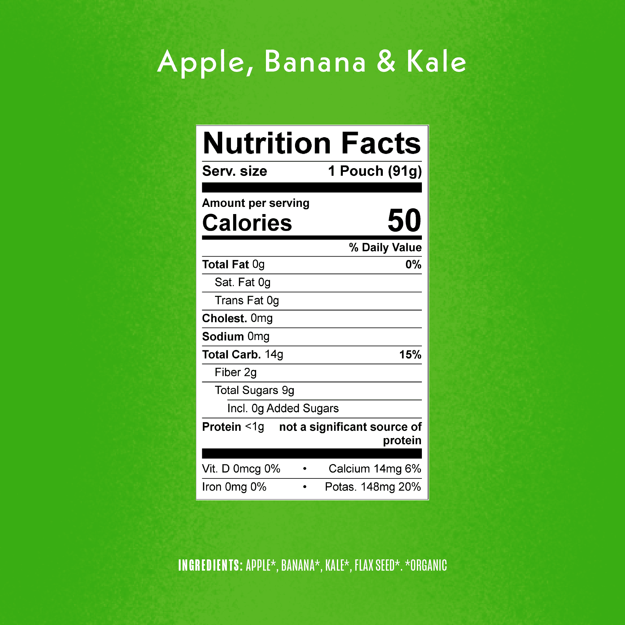 Once Upon a Farm Organic Refrigerated Baby Food Fruit & Veggie Blend Apple, Banana & Kale with Flax Seed, 3.2oz Pouch