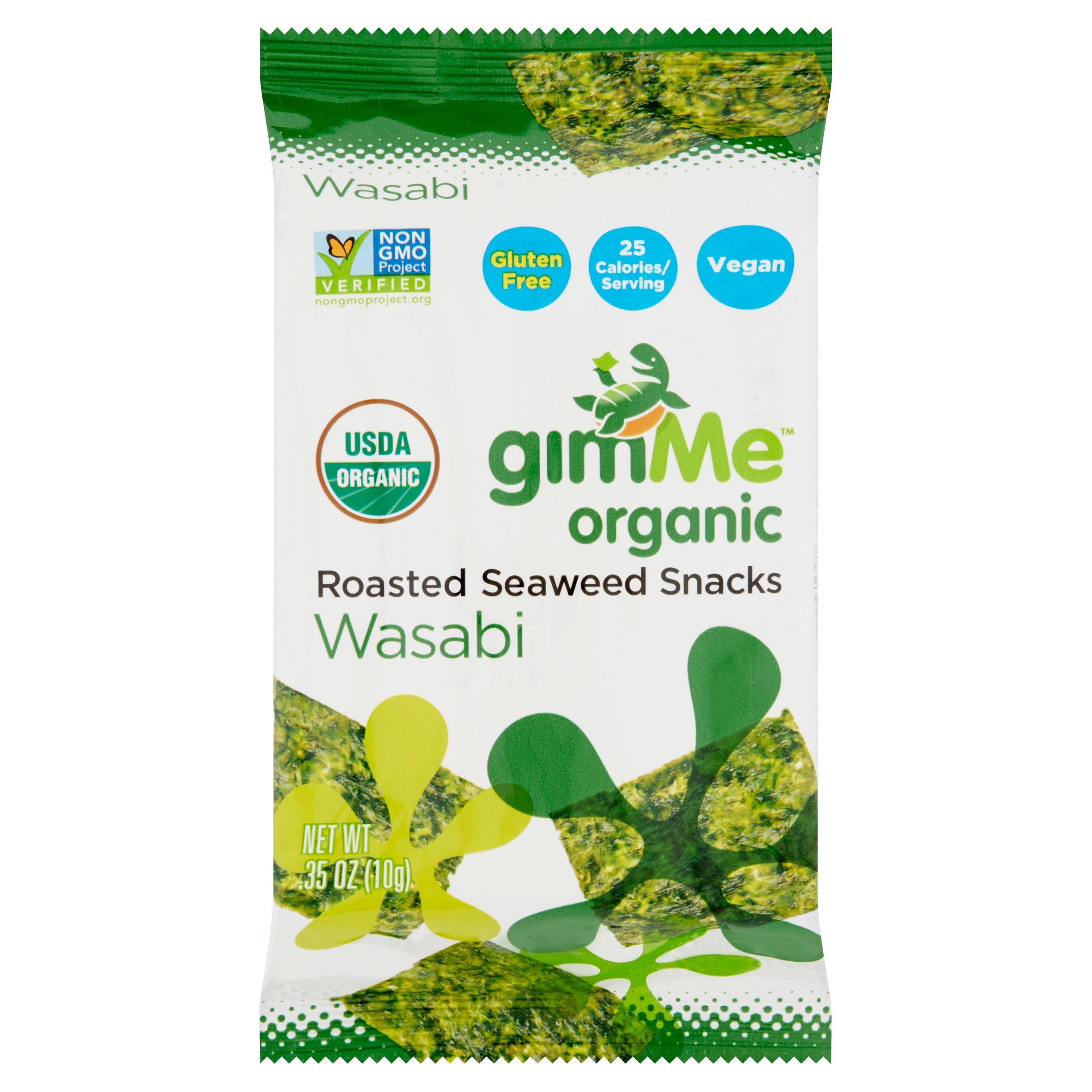 Gimme Organic Wasabi Roasted Seaweed Snacks, .35 oz, 12 pack by Gimme Health Foods LLC,