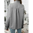 thumbnail image 3 of DOKOTOO Blouses for Women Plaid Button Down Ruffle V Neck Tunic Tops Casual Puff Long Sleeve Gingham Shirts S-2XL, 3 of 9