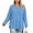 Light Blue, variant on Asxite Women Plus Size Fall Winter Tops Round Neck Long Sleeve Solid Casual Shirts