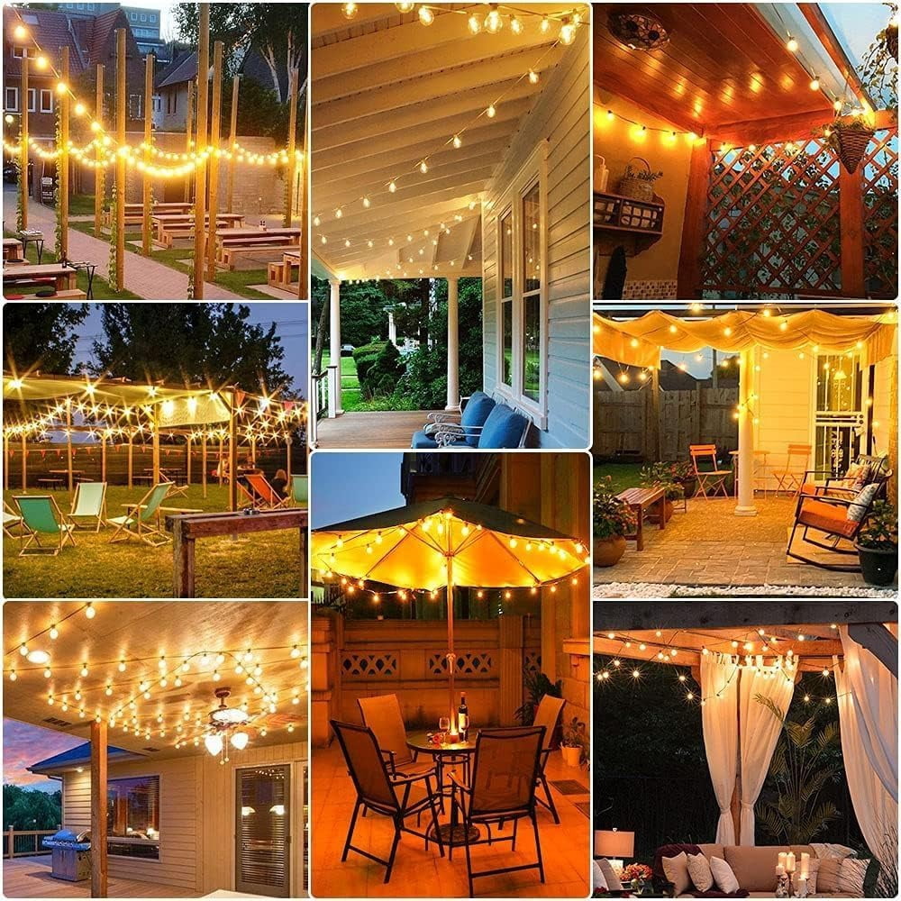 Outdoor String Lights 100FT, Patio Lights With Shatterproof ST38 Bulbs (2 Spare),With Remote Control + Adapter