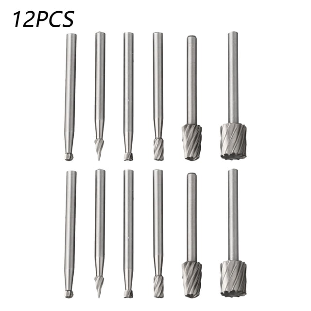 12Pcs/Set Hss Router Drill Bits Kit Rotary Burrs Tool Wood Metal Carving Milling