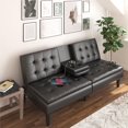 thumbnail image 4 of Mainstays Memory Foam Futon with Cupholder and USB, Black Faux Leather, 4 of 9