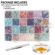 TSV 1200pcs Stone Beads, Natural Gemstone Beads, Multi-Color Irregular Chips Stones, Crushed Chunked Crystal Pieces Loose Beads, for Jewelry Making Decor DIY Crafts
