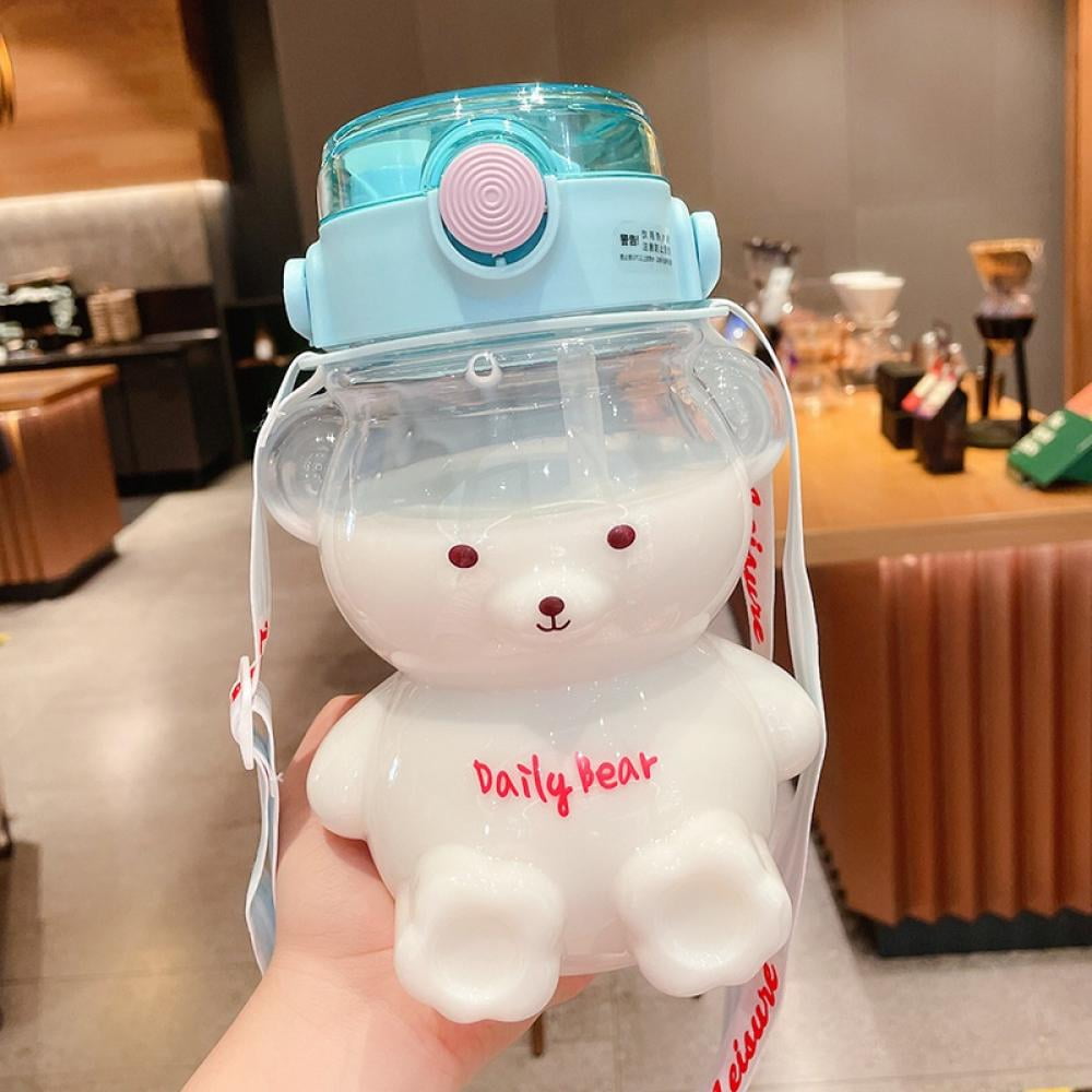 Large Water Bottle Bear Shape With Adjustable Strap, 40 Oz