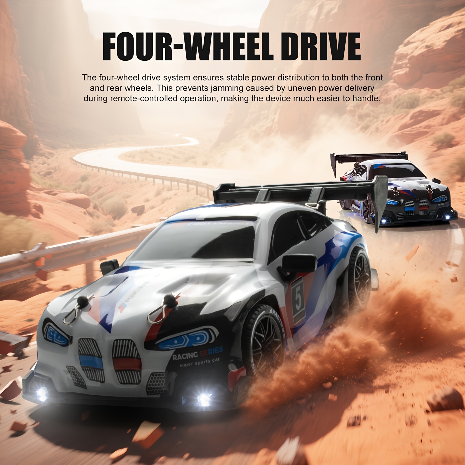 ATJIA 1:24 Scale 4WD Remote Control Cars Vehicle RC Drift Car 2.4GHz 30KM/H High Speed Racing Sport Toy Cars with LED Lights