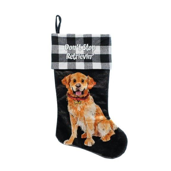 ASPCA, Golden Retriver 20 inch Velour Christmas Stocking, Black, Multi-Color