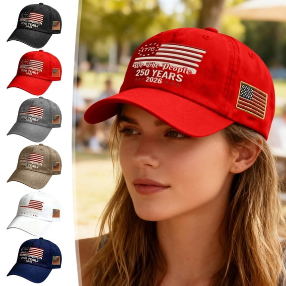 We Are The People 250th Anniversary Baseball Cap,22.1-23.7" Dia Adjustable Embroidered Trucker Hats,Patriotic Commemorative Outdoor Sunblock Baseball Cap for Men Women