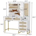 thumbnail image 3 of Ourlova Vanity Mirror with Lights and Table and Power Outlet Makeup Vanity Table with 12 Bulbs 5 Drawer and Cabinet 3 Ligthing Color Vanity Desk with Mirror and Lights-Rattan, 3 of 7