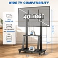 thumbnail image 2 of RTVR Rolling TV Cart Stand on Wheels for 40-86 inch TVs with Storage Shelves, Reinforced Wide Base up to 200lbs, Black, 2 of 9
