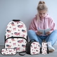 thumbnail image 2 of HUISEFOR Bow American Flag Kids Backpack for School 4 Piece 17 Inch Girls Backpack with Lunch Box Pencil Case Water Bottle Holder Kids Backpacks Lightweight for Students and Teens, 2 of 7