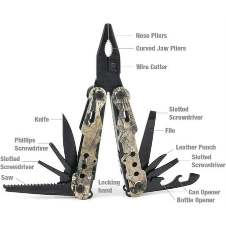 YJYCSAH-MOSSY OAK Multitool 13-in-1 Folding Multi Tool Plier with Nylon Sheath Stainless Steel Camo EDC Tool Portable Pocket Knife for Camping Survival Hunting Hiking Outdoor & Christmas Gifts