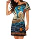 thumbnail image 2 of Fotbe Whimsical Sailboat Ocean Art Bata de Dormir para Mujer con Estampado, Camisón de Algodón de Manga Corta, Ropa de Dormir Casual, 2 of 6