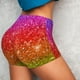 thumbnail image 4 of Balery Colorful Glitter Pantalones cortos de entrenamiento estampados para mujer, sin costuras, ajustados, para gimnasio, yoga, correr, deportes, ejercicio activo, fitness.-XX-Large, 4 of 8