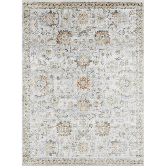 BoutiqueRugs Dion Traditional Area Rug - Machine Washable - Gray, Medium Gray, Navy - 2' x 3'