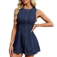 thumbnail image 3 of Women'S Backless A Line Denim Dress Y2k Sleeveless Flared Hign Waist Short Dresses L, 3 of 9
