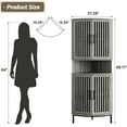 thumbnail image 5 of Vabches 68" Tall Corner Storage Cabinet, Farmhouse Corner Cabinet Shelves with Ventilated Louver Door & Adjustable Shelves, 5 of 7