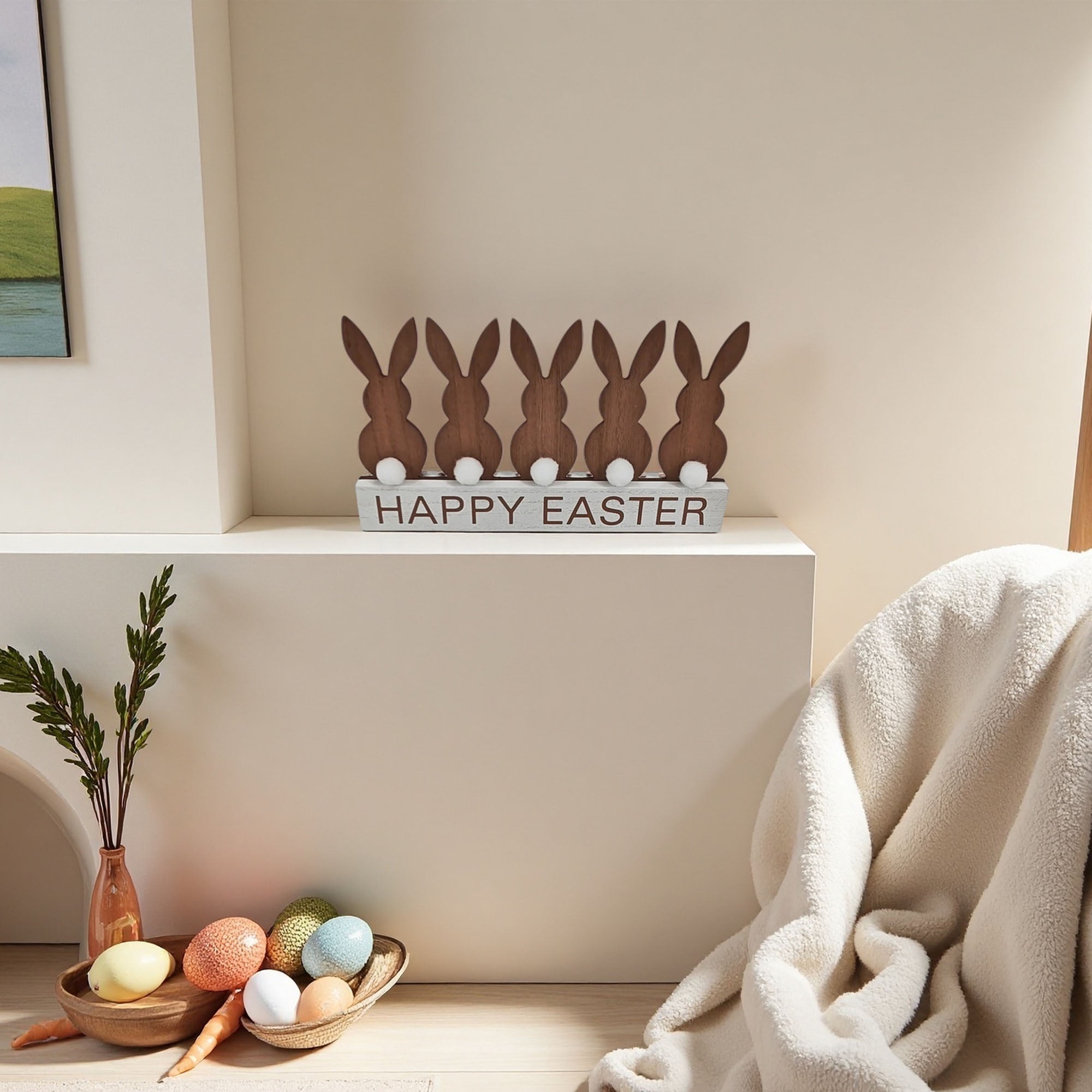 Way To Celebrate Wood Bunny Table Top