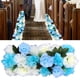 thumbnail image 2 of Fondo de pared de flores artificiales para boda, camino citado, flores, decoración de fiesta, azul, 2 of 7