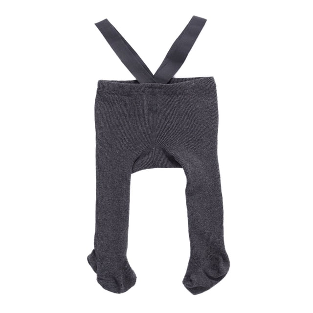 MesaSe Baby Solid Color Suspender Overall Pantyhose High Waist Ribbed Knit Tights Foot-Wrapped Design Skin-Friendly