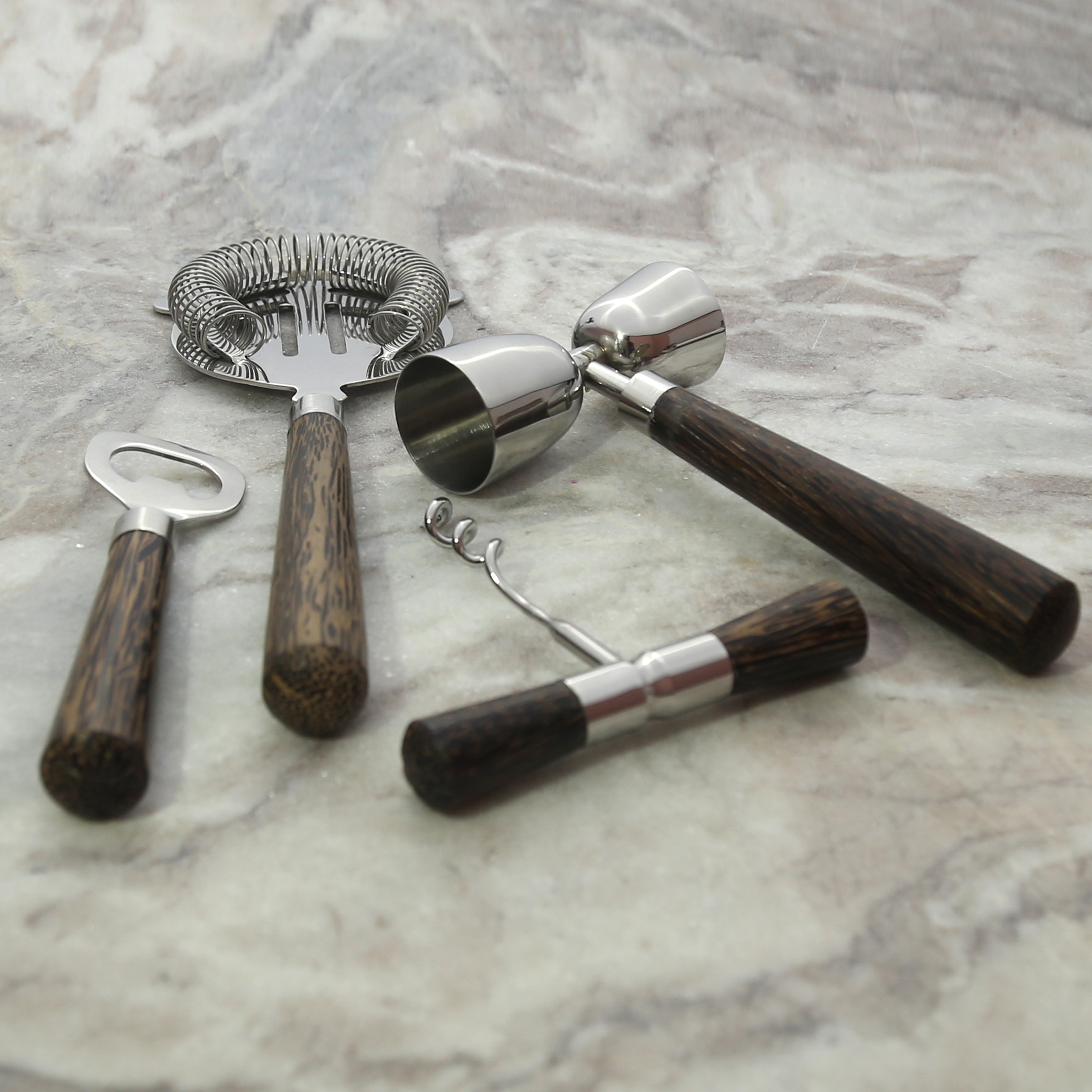 Inox  4-piece Coconut Wood Handle Bar Tools Set - image 3 of 5