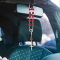 thumbnail image 5 of Car Rosary for Rearview Mirror Cross Pendant Auto Decors Hanging Accessories Women Men 2pcs Red Catholic Rosary Beads Metal, 5 of 5