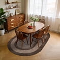 thumbnail image 2 of 5x8 Oval Living Room Area Rug Washable Modern Border Bedroom Bedside Area Rugs Non Slip Low Pile Dining Room Oval Throw Carpet Contemporary Rugs for Living Room Kitchen Nursery, Brown, 2 of 9