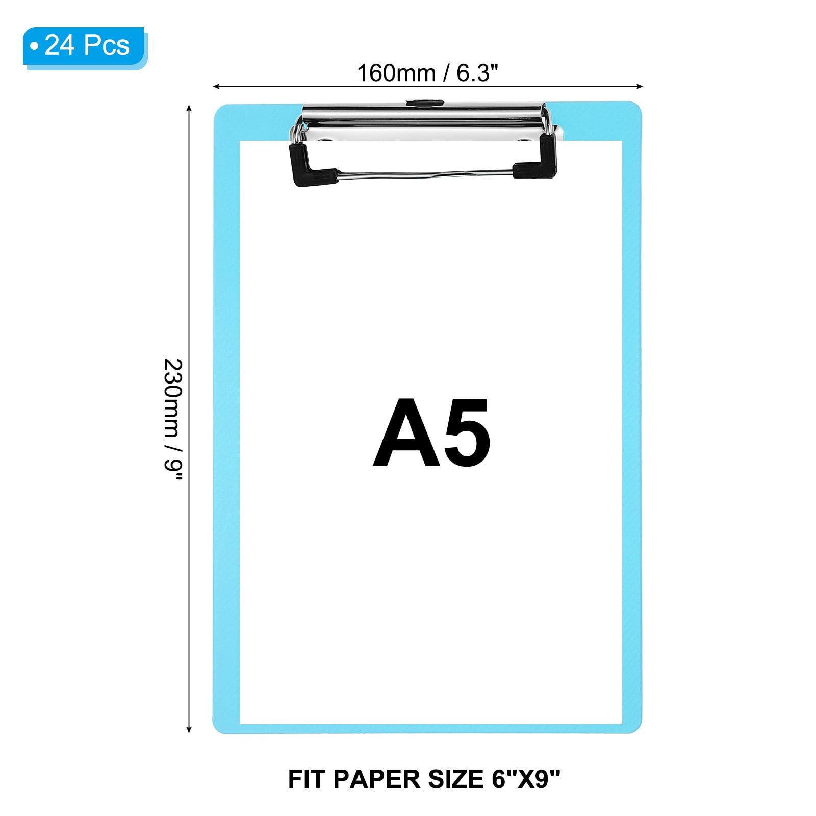 Uxcell 4" x 6" Plastic Clear Hanging Clipboard A5 Transparent Clipboard, Pink,24Pcs