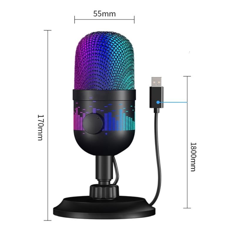 lanema LED Lighting USB Microphone for Gaming and Streaming Compatible for PC Computer Gaming Consoles Computers Accessories