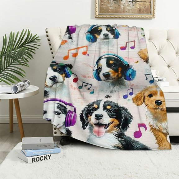 SHERONV Dogs Sherpa Blanket Cute Puppies Throw Blanket Super Soft Fuzzy Blanket Thick Warm  Blankets for Couch Bed 40x50in