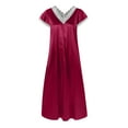 Brondbend Dresses for Women 2025 Casual Spring Short Sleeve V Neck Plus Size Dress Solid Color