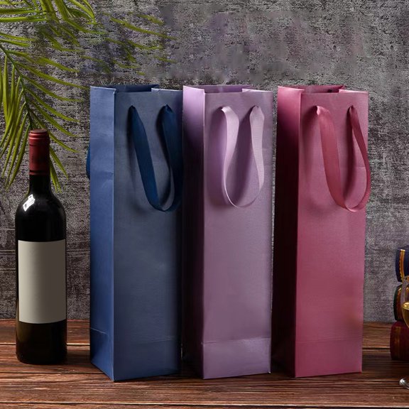 sunsanly 2Pcs Wine Gift Bags Reusable Liquor Bags Reinforced Bottom Design Wedding Party Anniversary Champagne Wine Bags with Handles