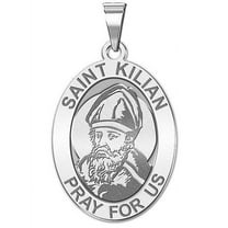 PicturesOnGold.com Saint Kilian Religious Medal - 1 inch Size of a Quarter, Solid 14K White Gold