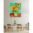 thumbnail image 2 of HFDF Three Sunflowers In A Vase, Vincent Van Gogh Art Reproduction, Giclee Print Canvas Oversized Wall Art for Home Decor, 12x16inch Framed, 2 of 6